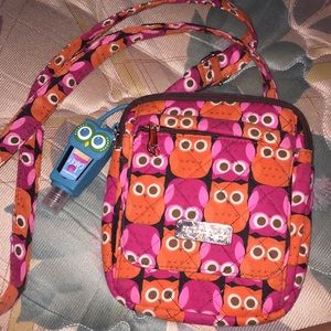 Pink and orange owl off shoulder purse